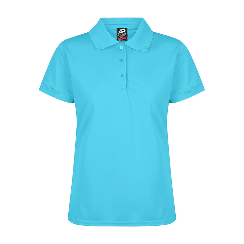 Load image into Gallery viewer, Lachlan Ladies Short Sleeve Polo, featuring a honeycomb knit in 160gm 100% polyester, showcases a knitted collar and cuff. Ideal for workplace comfort with moisture removal and easy-care fabric.