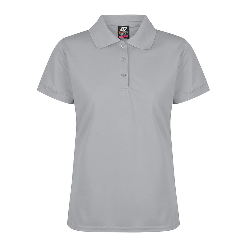 Load image into Gallery viewer, Lachlan Ladies Short Sleeve Polo showcasing a sleek honeycomb knit design, featuring a knitted collar and cuff, crafted from 160gm 100% polyester for moisture removal and easy care, ideal for active work environments.