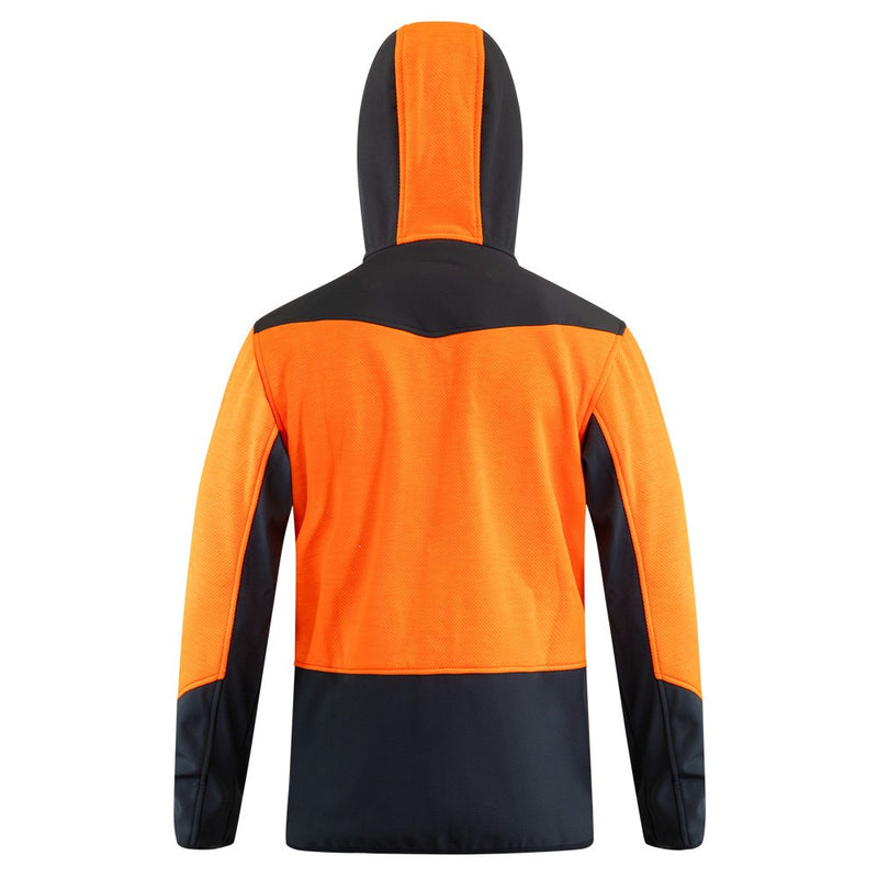 Load image into Gallery viewer, Bison Hooded Contrast Sweatshirt featuring a zip front and softshell contrast panels, designed with thumb holes at sleeve cuffs and multiple zip pockets for practicality and style. Ideal for active safety needs.
