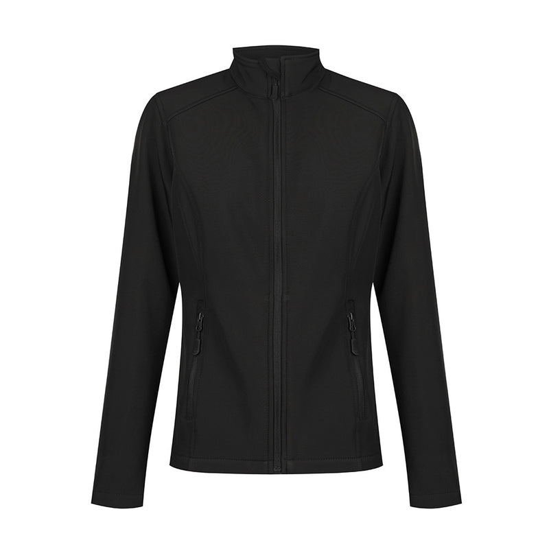 Load image into Gallery viewer, Selwyn Women’s Soft Shell Jacket featuring a 2-layer performance design with zip pockets, fleeced chin guard, and shaped back tail, ideal for weather resistance and workplace safety.