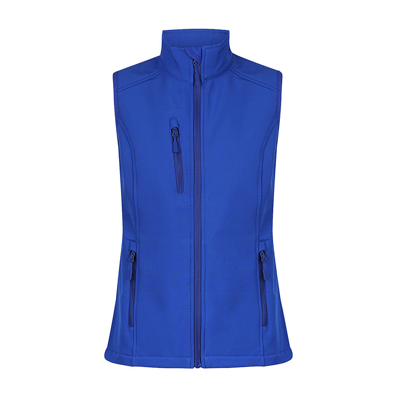 Load image into Gallery viewer, Olympus Ladies Soft Shell Vest featuring a 3-layer performance design, water-repellent and wind-resistant finish, with zip pockets and a shaped back tail, ideal for active safety and workplace needs.
