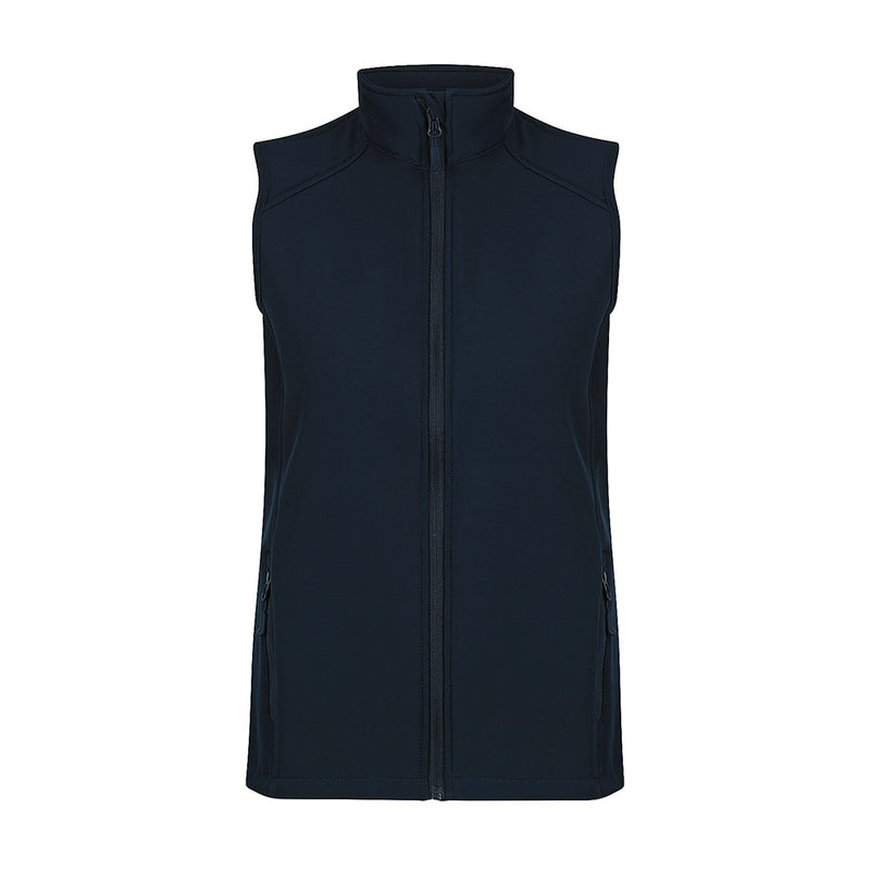 Load image into Gallery viewer, Selwyn Ladies Softshell Vest featuring a medium weight, water repellent and wind resistant design with two side zip pockets and a shaped back tailed hem for a modern fit, ideal for active safety use.