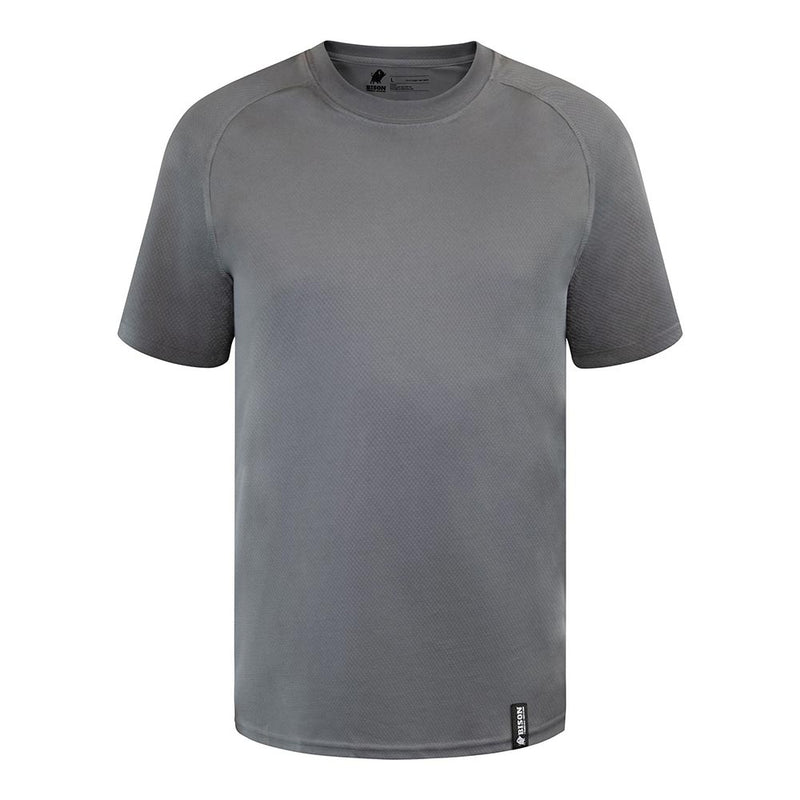 Load image into Gallery viewer, Bison Recycled Polyester T-Shirt in grey, designed for active performance with short sleeves and a sleek fit, ideal for movement and comfort. Features moisture-wicking and anti-microbial properties for workplace versatility.