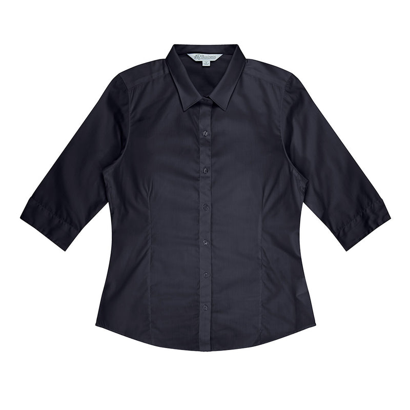 Load image into Gallery viewer, Kingswood Lady Shirt 3/4 Sleeve with a stylish feminine cut, featuring a collar and button details. This lightweight, easy-care shirt is ideal for active safety wear, blending style with functionality.