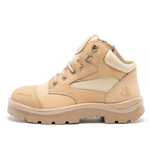 Load image into Gallery viewer, Steel Blue Parkes Zip Safety Boots in sand, featuring a durable industrial-grade zipper, scuff cap, and heat-resistant TPU outsole. Ideal for warehouse, construction, and courier work.