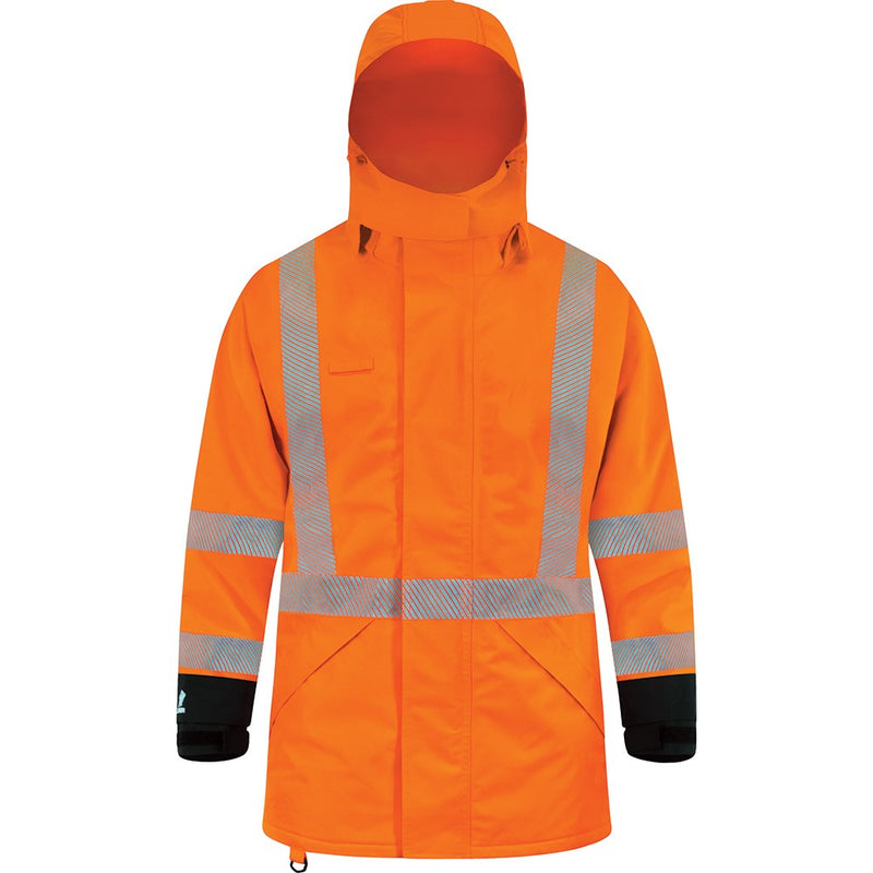 Load image into Gallery viewer, Bison Extreme TTMC-W17 X-Tape Jacket featuring a robust 300D 3-layer Stratatek fabric, seam-sealed construction, and reflective X-back tape, designed for enhanced visibility and protection in demanding safety environments.