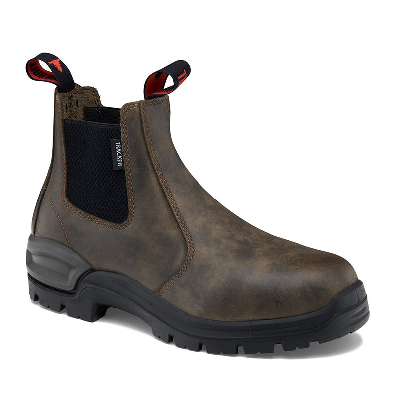 Load image into Gallery viewer, John Bull Tracker 3.0, Non-Safety boot features a brown design with a black sole and strap, showcasing advanced CushionCore 3.0 technology for enhanced comfort and shock absorption, ideal for work environments.