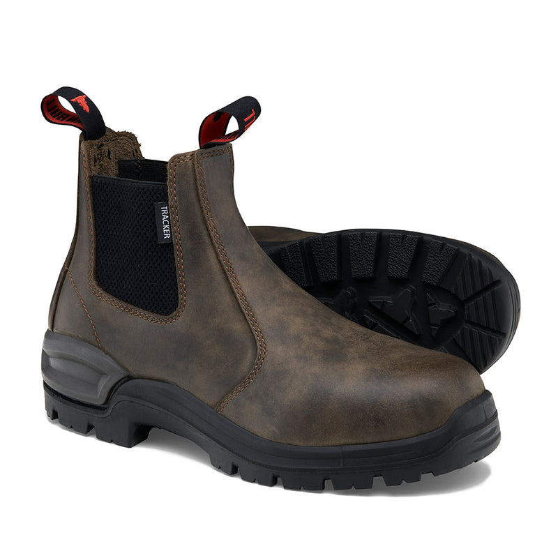 Load image into Gallery viewer, John Bull Tracker 3.0 Non-Safety work boots, crafted from brown leather, featuring CushionCore 3.0 technology, ideal for farm or town use, with a heat-resistant sole and slip-resistant design.
