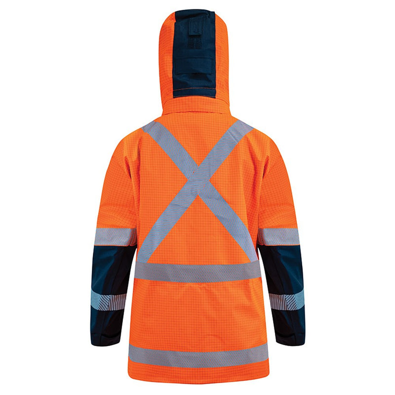 Load image into Gallery viewer, Arcguard 29Cal Inheratex TTMC-W17 Rain Jacket with a 2-way YKK zip, removable hood, storm cuffs, and reflective tape, designed for optimal safety and protection in harsh conditions.