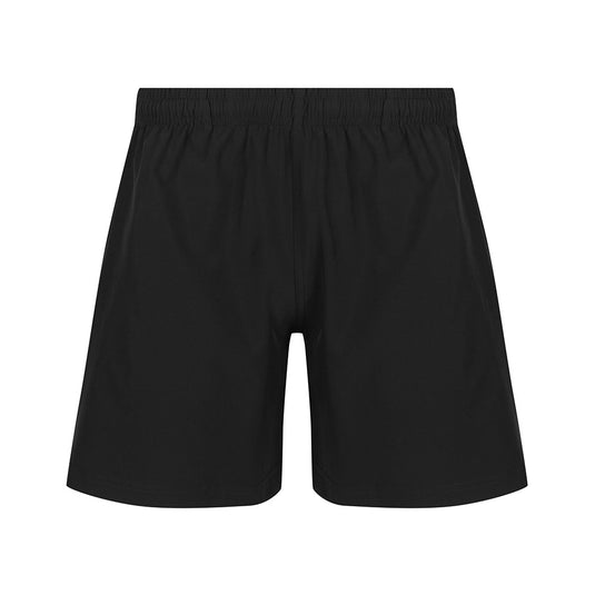 Kids School Shorts featuring a 4-way stretch fabric blend for comfort, elasticated waist with inner drawcord, side seam pockets, and side splits at the leg openings, ideal for active school days.