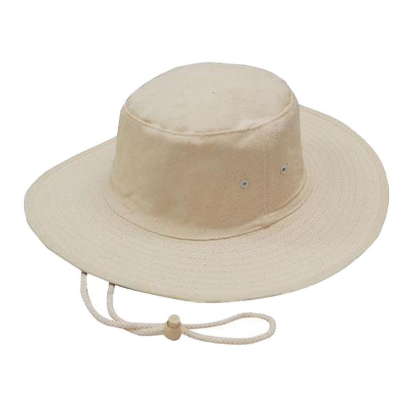 Load image into Gallery viewer, Canvas Wide Brim Hat featuring a thick 8cm brim, towelling sweatband, and adjustable cord with toggle. Available in sizes Small to XL, ideal for safety-conscious outdoor activities.