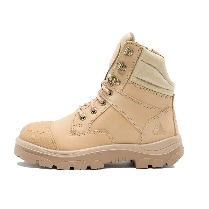 Load image into Gallery viewer, Steel Blue Southern Cross Zip/PR Midsole Safety Boots feature a robust design with a 200J steel toe cap, industrial-grade zipper, and penetration-resistant midsole, ideal for workplace safety and comfort.