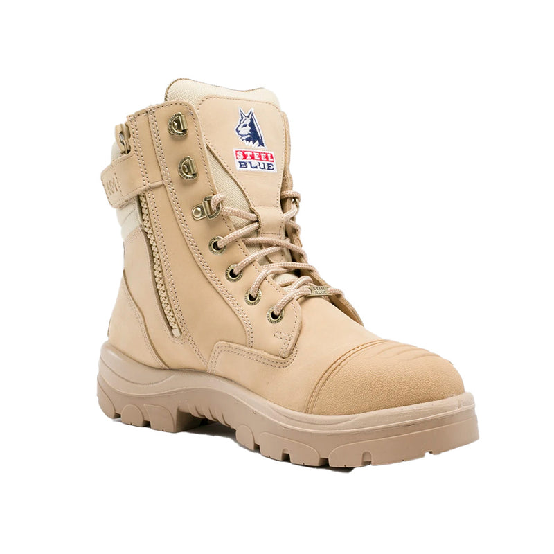 Load image into Gallery viewer, Steel Blue Southern Cross Zip/PR Midsole Safety Boots feature a robust design with a 200J steel toe cap, penetration-resistant midsole, and industrial-grade zipper, ideal for workplace safety in demanding environments.