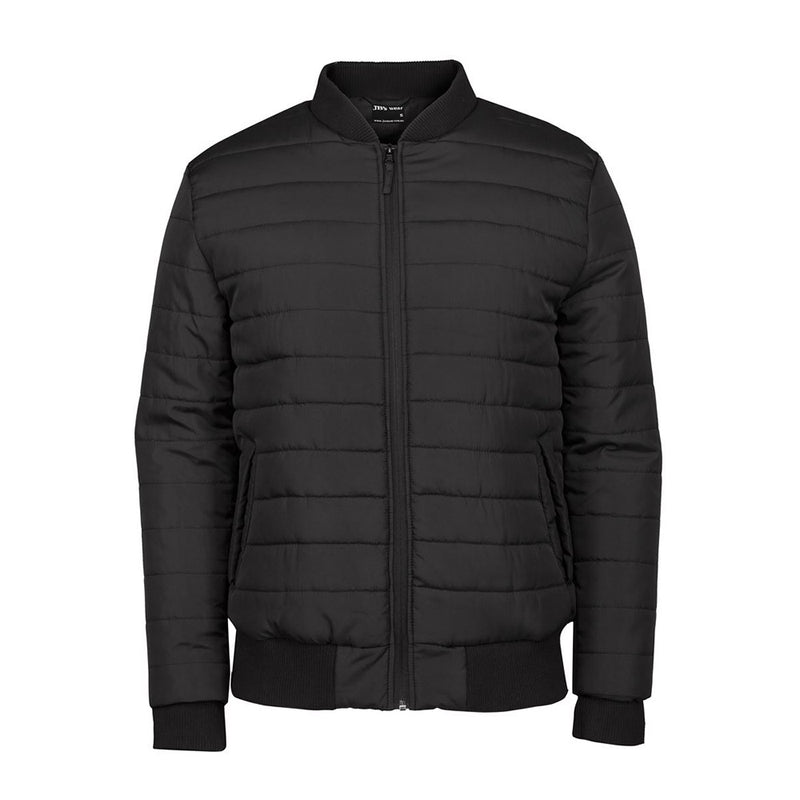 Load image into Gallery viewer, JB's Puffer Bomber Jacket features a sleek, narrow horizontal design with a polyester pongee shell and taffeta lining, chunky rib collar, cuffs, and two water-shedding hand pockets, ideal for modern workwear.
