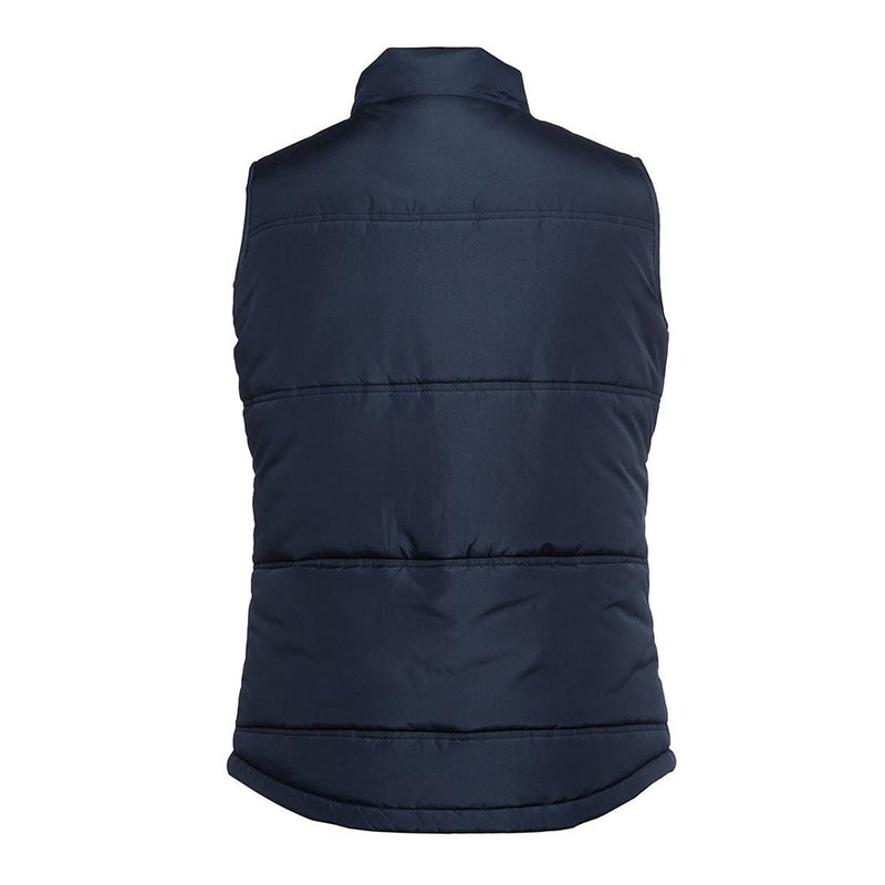 Load image into Gallery viewer, JB's Ladies Adventure Puffer Vest, featuring a sleeveless design and horizontal stitched baffles, showcases a stand-up collar and chunky front zipper, embodying durability and style, ideal for active safety environments.