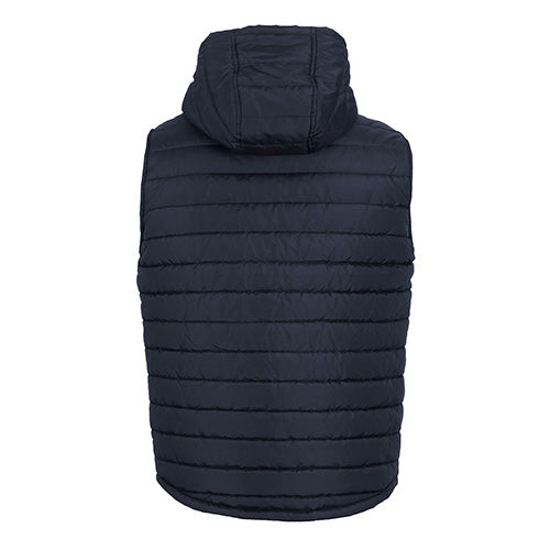Load image into Gallery viewer, JB's Hooded Puffer Vest features a hood and zip front, crafted with polyester Pongee shell and lining. It includes extra thick polyfill, horizontal design lines, and two front pockets with water-shedding flaps.
