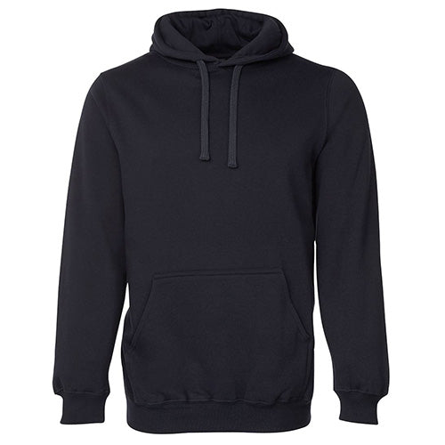 Load image into Gallery viewer, JB's Fleecy Pullover Hoodie, a black sweatshirt with a fully lined hood and front kangaroo pocket, ideal for workwear with its comfortable ribbed cuffs and classic fit.