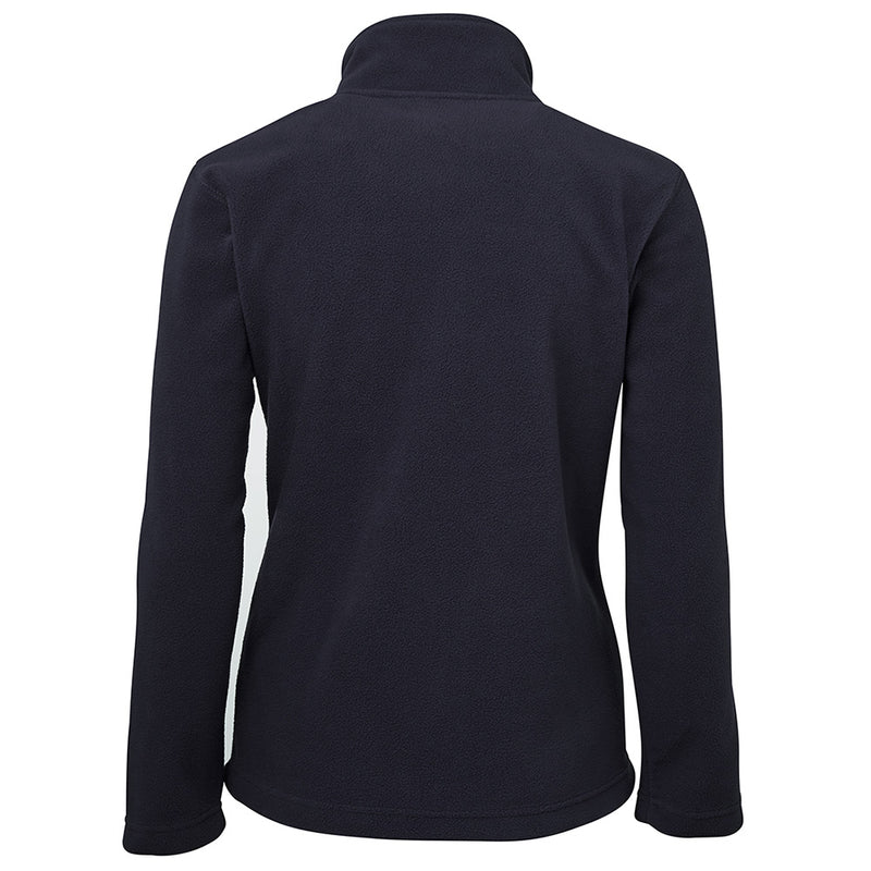 Load image into Gallery viewer, JB's Ladies Full Zip Polar Fleece showcased on a mannequin, featuring durable 100% polyester material, two front pockets, and an urban fit, ideal for workplace settings available at Active Safety.