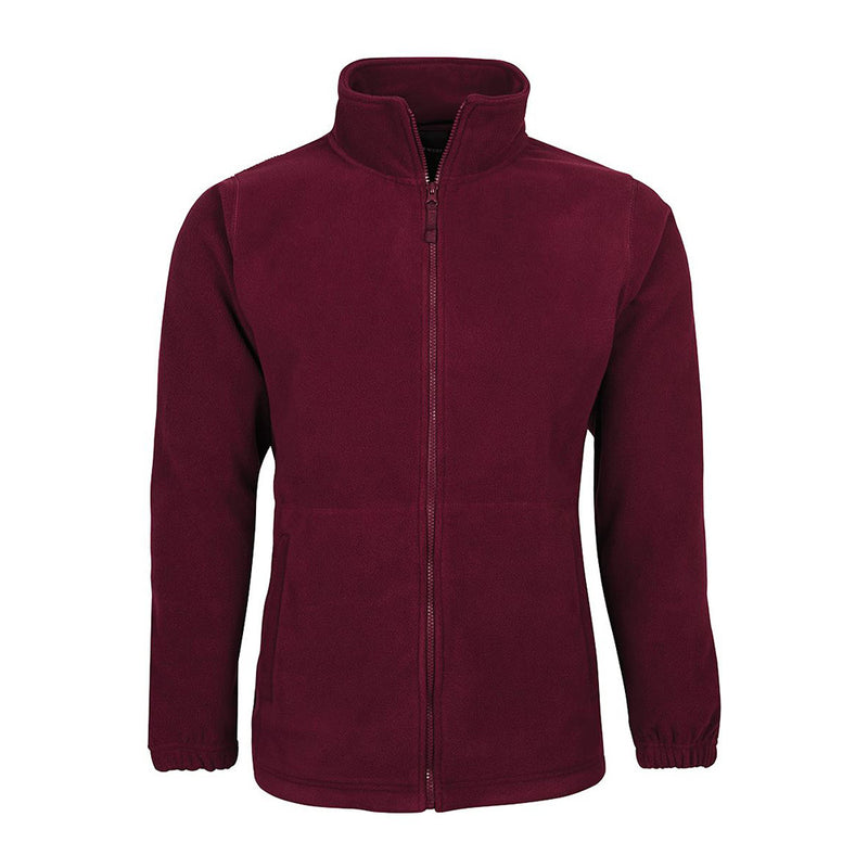 Load image into Gallery viewer, Close-up of JB's Full Zip Polar Fleece jacket showcasing its durable 100% polyester fabric and practical full zipper design, ideal for workwear. Features two front pockets and urban fit.
