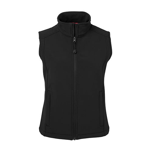Load image into Gallery viewer, JB's Ladies Layer Softshell Vest features a sleek design with a zipper front, two zip-up pockets, and an urban fit, crafted for flexibility and durability with its four-way stretch and micro fleece lining.