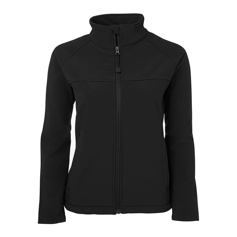 Load image into Gallery viewer, JB's Ladies Layer Soft Shell Jacket features a sleek design with a zipper, showcasing its durable three-layer bonded soft shell and practical zip-up pockets, ideal for active safety and workplace environments.