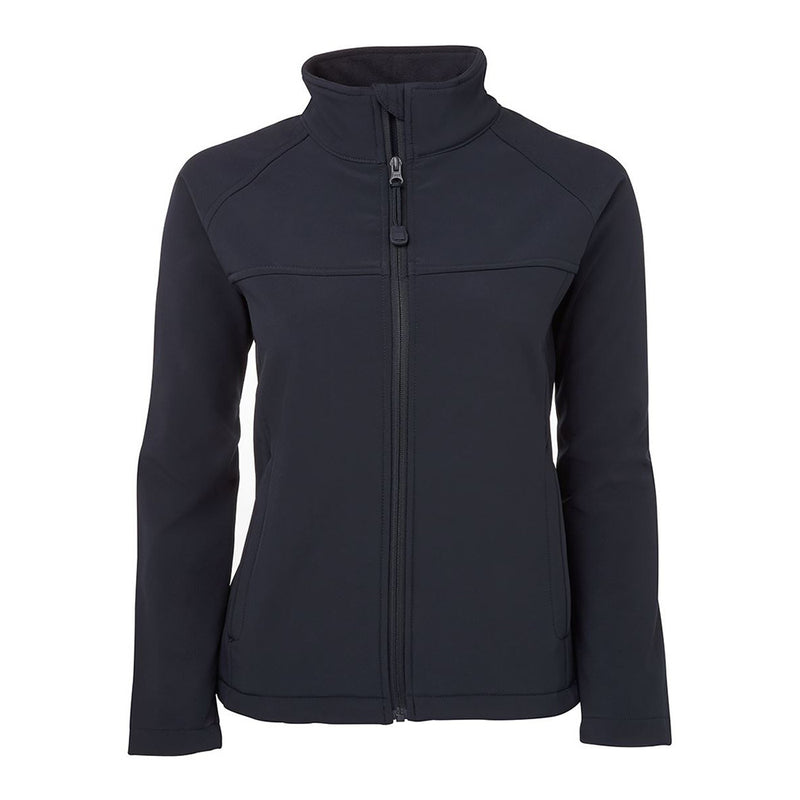 Load image into Gallery viewer, JB's Ladies Layer Soft Shell Jacket with zipper, featuring a durable, water-resistant design, micro fleece lining, and adjustable hem, ideal for active safety and comfort in workplace environments.