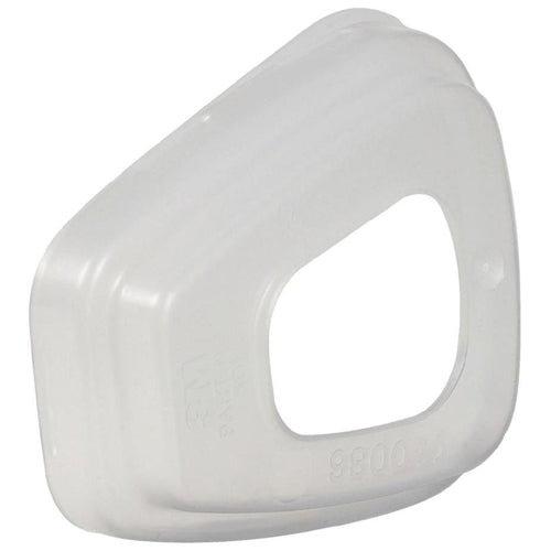 3M Filter Retainer (Single) designed to secure 3M Particulate Filters on 6000 series cartridges, featuring a durable plastic structure with a central hole for easy attachment. Ideal for workplace safety enhancements.