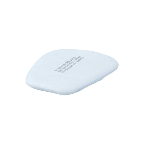3M Particulate Pre-Filter Box/10 (P2) features a white pad with black text, designed for use with 3M 6000 Series Cartridges, ideal for industries needing particulate and gas protection.