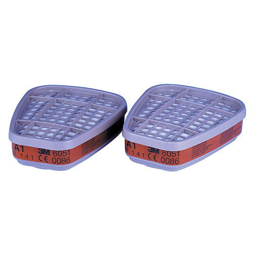 Load image into Gallery viewer, Close-up of a 3M Gas & Organic Vapour Filter (A1) cartridge, designed for use with respirators to protect against organic solvents and airborne contaminants, suitable for safety gear from Active Safety.