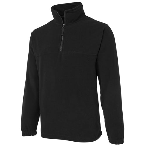JB's Half Zip Polar Fleece Sweater featuring a durable 100% polyester build with low-pill fleece, a practical half-zip design, two side pockets, and an adjustable elastic hem. Ideal for workplace safety and comfort.