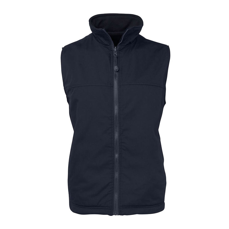 Load image into Gallery viewer, JB's Reversible Fleece Lined Vest features a slim fit with a durable polyester-cotton shell and cozy polar fleece lining, highlighted by reversible design, front welt pockets, and adjustable elastic hem with toggles.