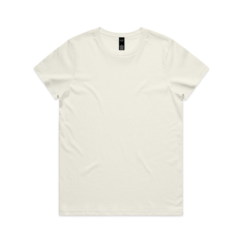 Load image into Gallery viewer, The AS Colour 4001 Women's Maple Tee, crafted from durable 100% combed cotton, features a regular fit with neck ribbing, double needle hems, and minimal shrinkage, ideal for workplace comfort.