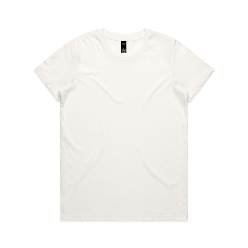 Load image into Gallery viewer, AS Colour 4001 Women's Maple Tee, crafted for comfort and durability with mid-weight 180 GSM 100% combed cotton, features neck ribbing and double needle hems, ideal for screen printing, DTG, and embroidery.