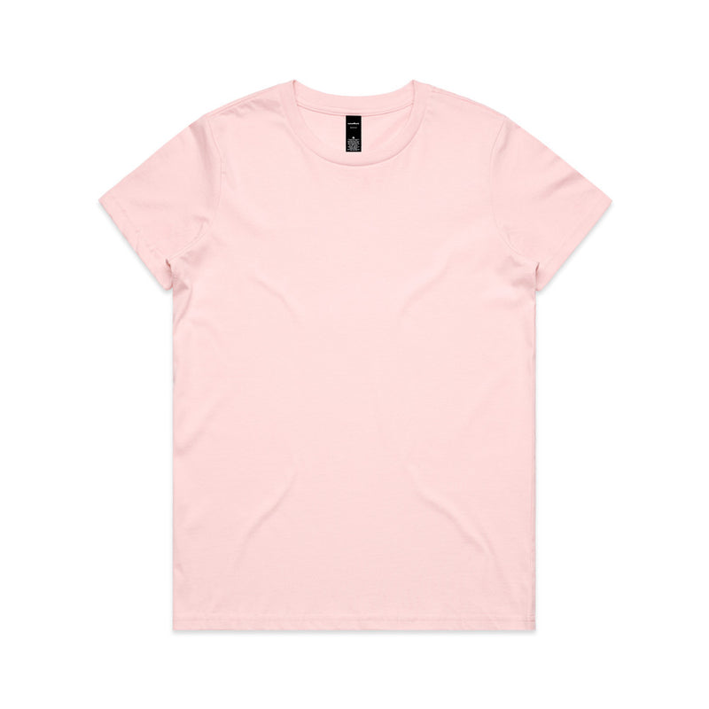 Load image into Gallery viewer, AS Colour 4001 Women's Maple Tee showcasing a regular fit with neck ribbing and double needle hems, emphasizing durability and comfort in mid-weight 100% combed cotton, ideal for screen printing and embroidery.