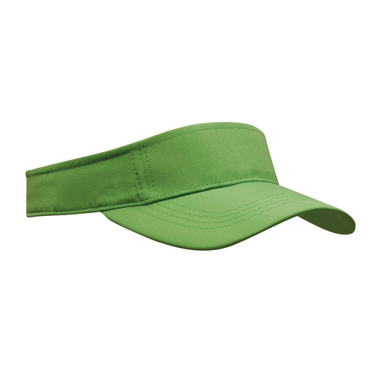 Sports Ripstop Visor with pre-curved peak and fabric-covered short touch strap. Features durable polyester sports ripstop fabric and a 4-stitch polo sweatband, ideal for active safety and workplace environments.
