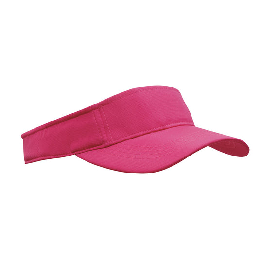 Sports Ripstop Visor with a pre-curved peak and fabric-covered short touch strap. Features a 100% polyester sports ripstop fabric and 4-stitch polo sweatband, ideal for active safety environments.