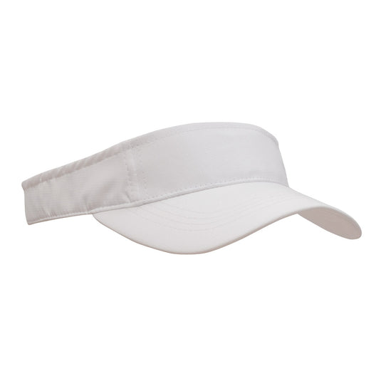 Sports Ripstop Visor with pre-curved peak, 100% polyester fabric, and fabric-covered back fastener. Features include a short touch strap and designated decoration areas, ideal for safety and work environments.