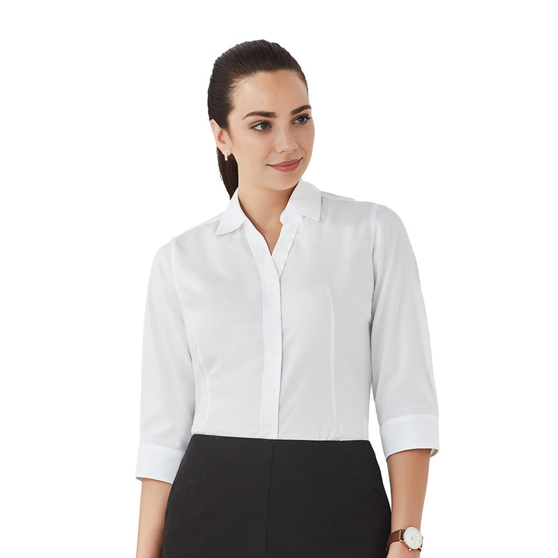 Load image into Gallery viewer, Biz Womens Hudson 3/4 Sleeve Shirt, featuring a relaxed silhouette and minimal detailing, crafted from breathable, lightweight 100% cotton. Ideal for workplace settings, aligning with Active Safety's workwear focus.