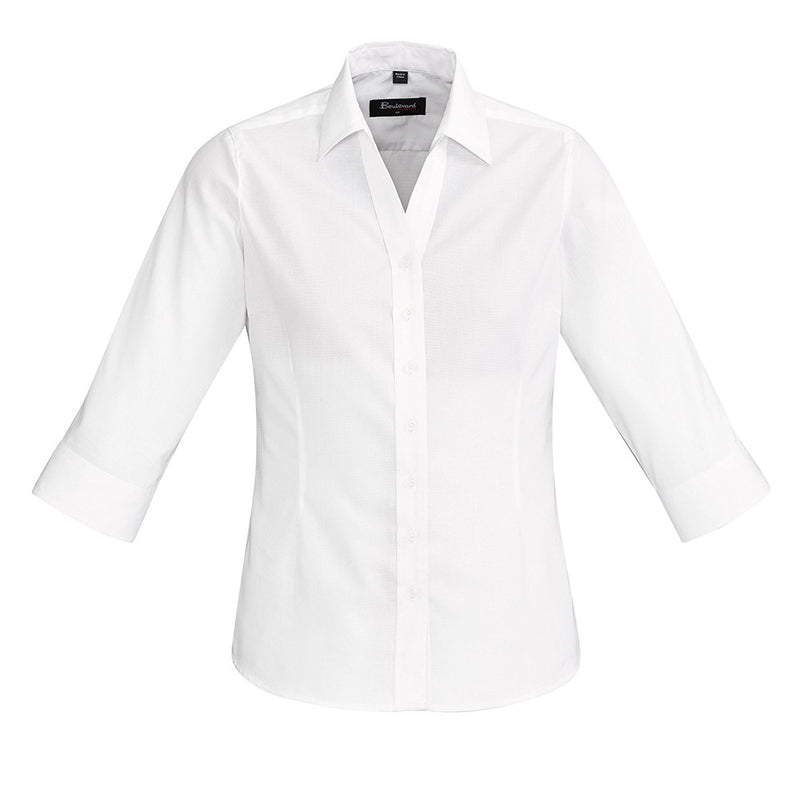 Load image into Gallery viewer, Biz Womens Hudson 3/4 Sleeve Shirt, featuring a relaxed silhouette with a classic collar and minimal detailing, crafted from breathable, lightweight 100% cotton yarn-dyed dobby fabric, suitable for warm climates.