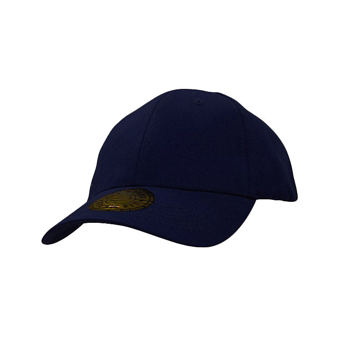 Load image into Gallery viewer, Cotton/Spandex Dream Fit Cap featuring a structured 6-panel design, pre-curved peak, and gold logo, ideal for workplace safety and comfort with its unique elasticized sweatband and poplin-lined seams.