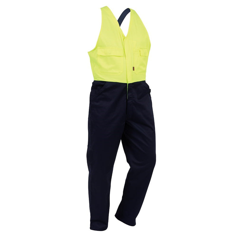 Load image into Gallery viewer, Easi Action Bib Overalls Polycotton (EAZPC) featuring a 260gsm polycotton blend with elastic shoulder straps, zipped front, and multiple pockets, designed for durability in demanding work environments.