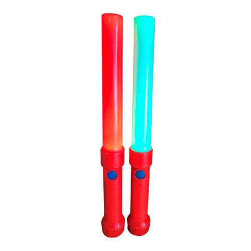 Heavy Duty Night Wand Green/Red featuring dual red and green lights, a magnetic base, and a built-in torch. Designed for safety, it's lightweight and durable, ideal for long-lasting use in various conditions.