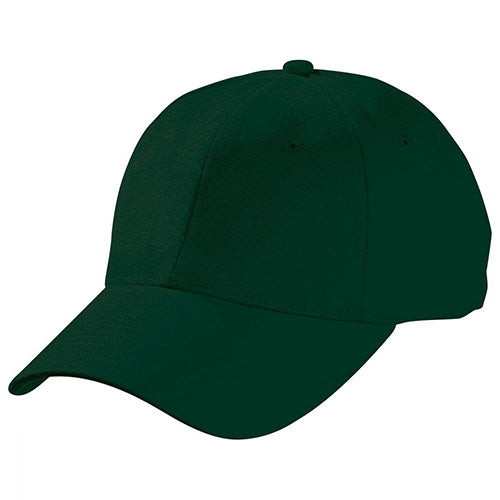 Heavy Brushed Cotton Cap featuring a structured 6-panel design, pro-stitched pre-curved peak, embroidered eyelets, and a fabric strap with a gunmetal buckle, ideal for workplace safety and comfort.