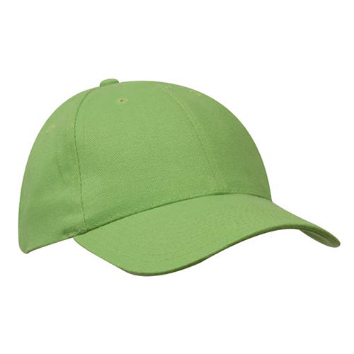 Brushed Cotton Cap with structured 6-panel design and pre-curved peak, featuring embroidered eyelets and fabric-covered strap, ideal for safety and workplace settings.