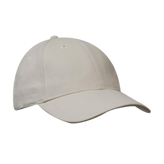 Brushed Cotton Cap featuring a structured 6-panel design with a pre-curved peak and embroidered eyelets, ideal for workplace safety and uniform needs from New Zealand's top safety products store, Active Safety.
