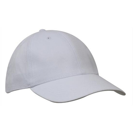 Brushed Cotton Cap with a structured 6-panel design and pre-curved peak, featuring embroidered eyelets and a fabric-covered strap. Ideal for workplace safety and uniform needs from Active Safety.