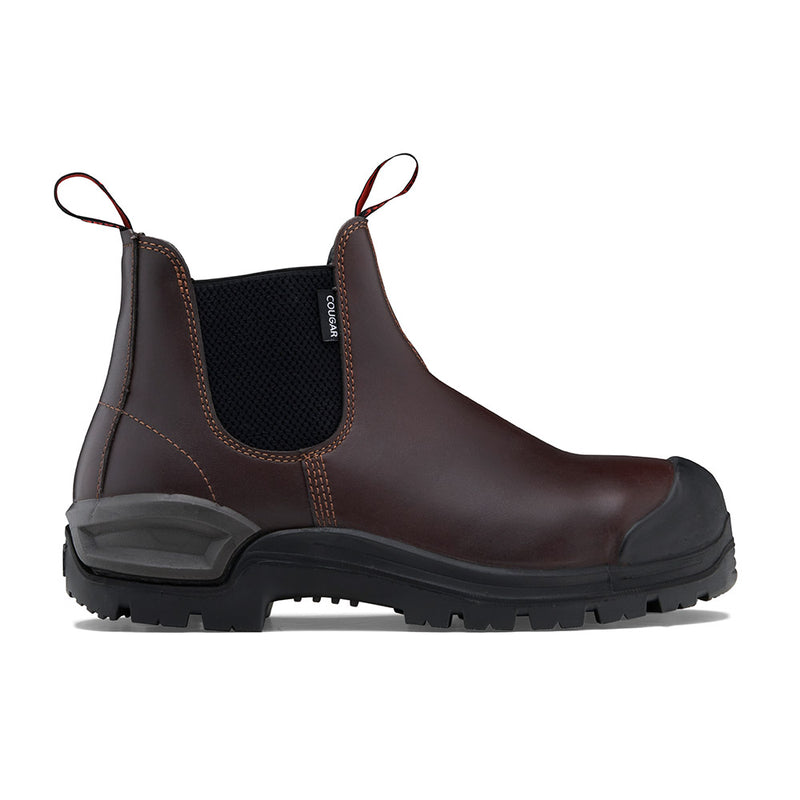 Load image into Gallery viewer, John Bull Cougar 3.0 Safety Boots with black soles, featuring a steel toe cap and CushionCore technology for shock absorption and rebound. Ideal for demanding work environments like construction and heavy industry.