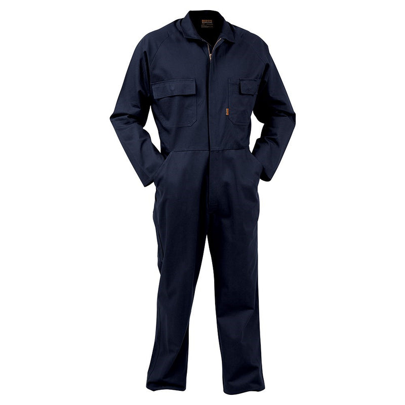Load image into Gallery viewer, Bison Polycotton Overalls Zip featuring long sleeves, YKK metal zip, multiple pockets including pen, cellphone, and concealed dome breast pocket, designed for durability with bar tacked stress points and twin stitching.