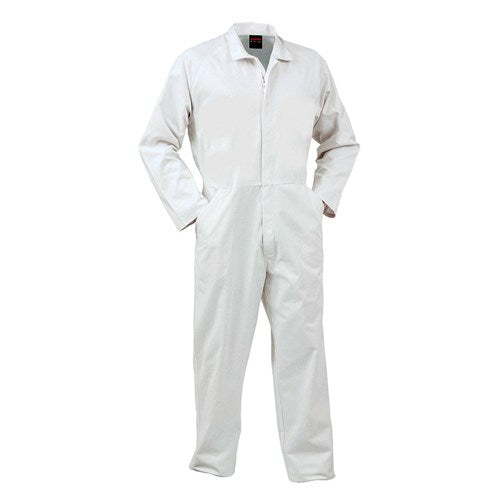 Bison Polycotton Food Industry Overalls feature a YKK nylon coil zip front, internal chest pocket, and side pant pockets, ideal for professional environments. Elasticated back waist ensures comfort and flexibility.