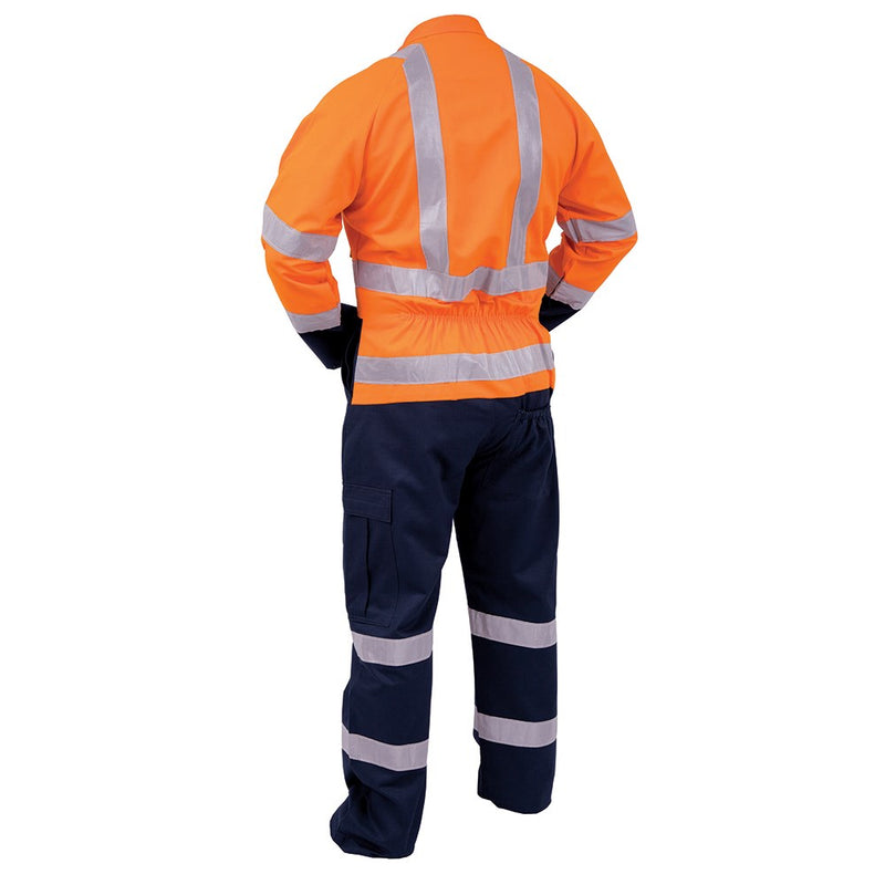 Load image into Gallery viewer, Bison Cotton Day/Night Zip Overall (CTPCO) features a long sleeve design with a zipped front, reflective elements, and multiple functional pockets, ideal for safety and utility in work environments.